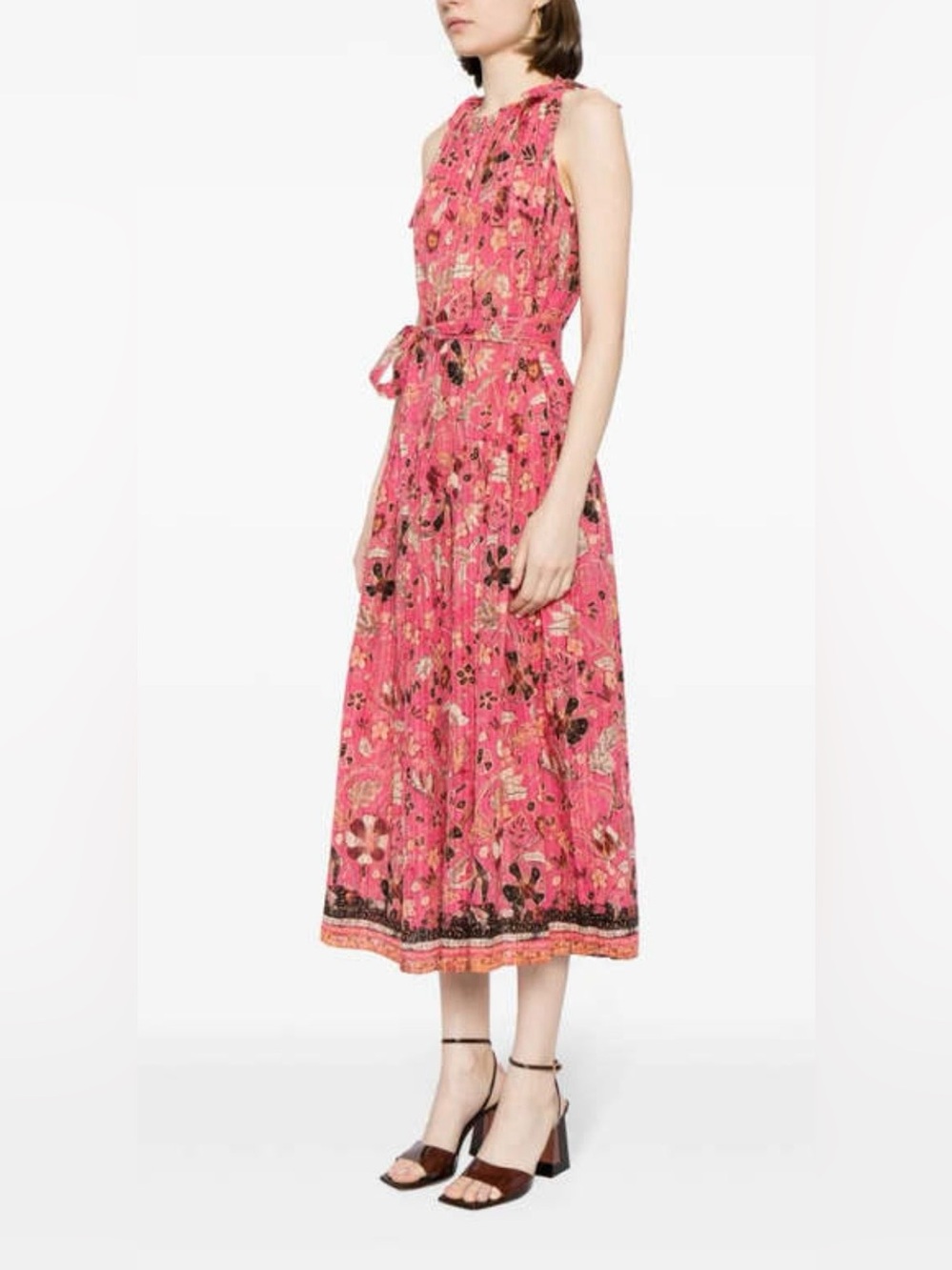 Ulla Johnson Samar Halter Midi Dress in Hollyhock Pink Floral – Size 2